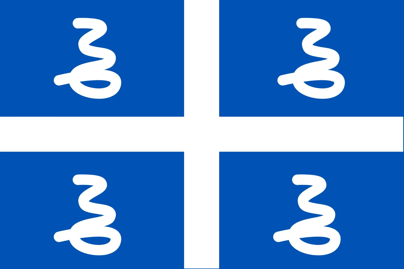 Blue Flag-Style Graphic with White Cross and Emblems Free PNG