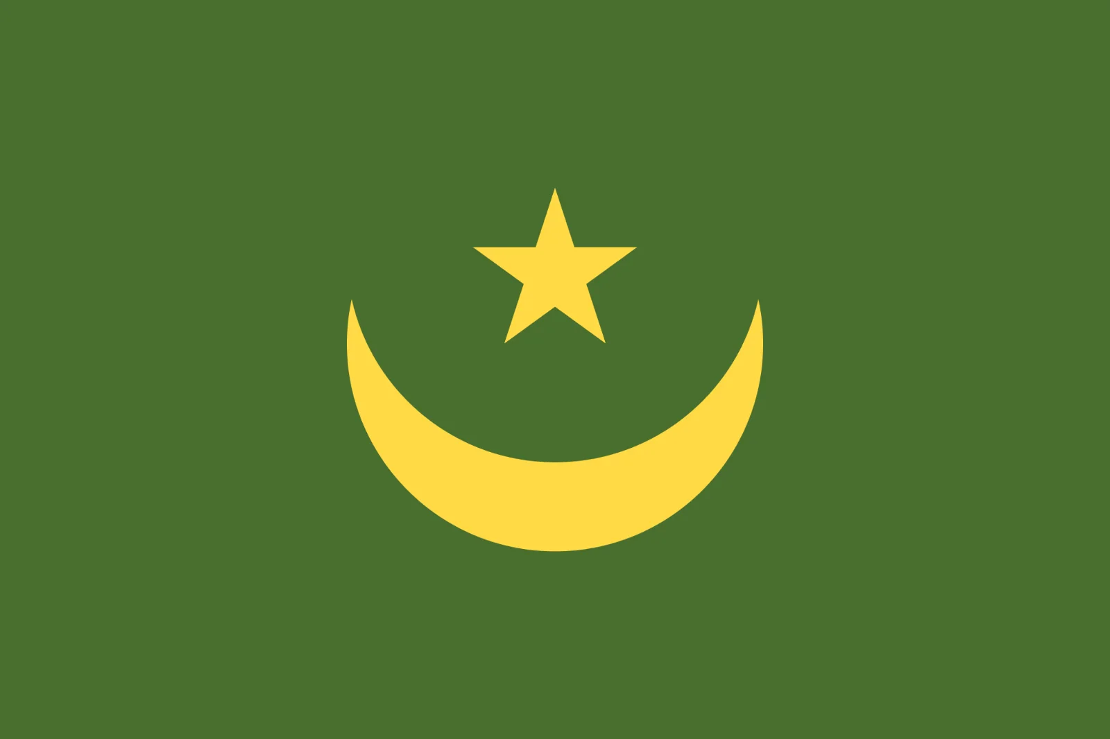 Mauritania Flag Symbol with Gold Crescent and Star Free PNG