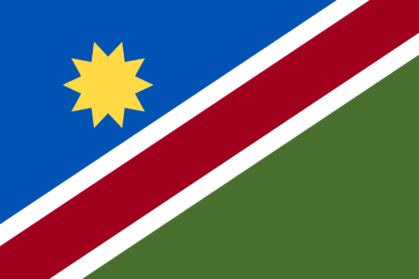 Namibia Flag with Golden Sun and Diagonal Stripe Free PNG