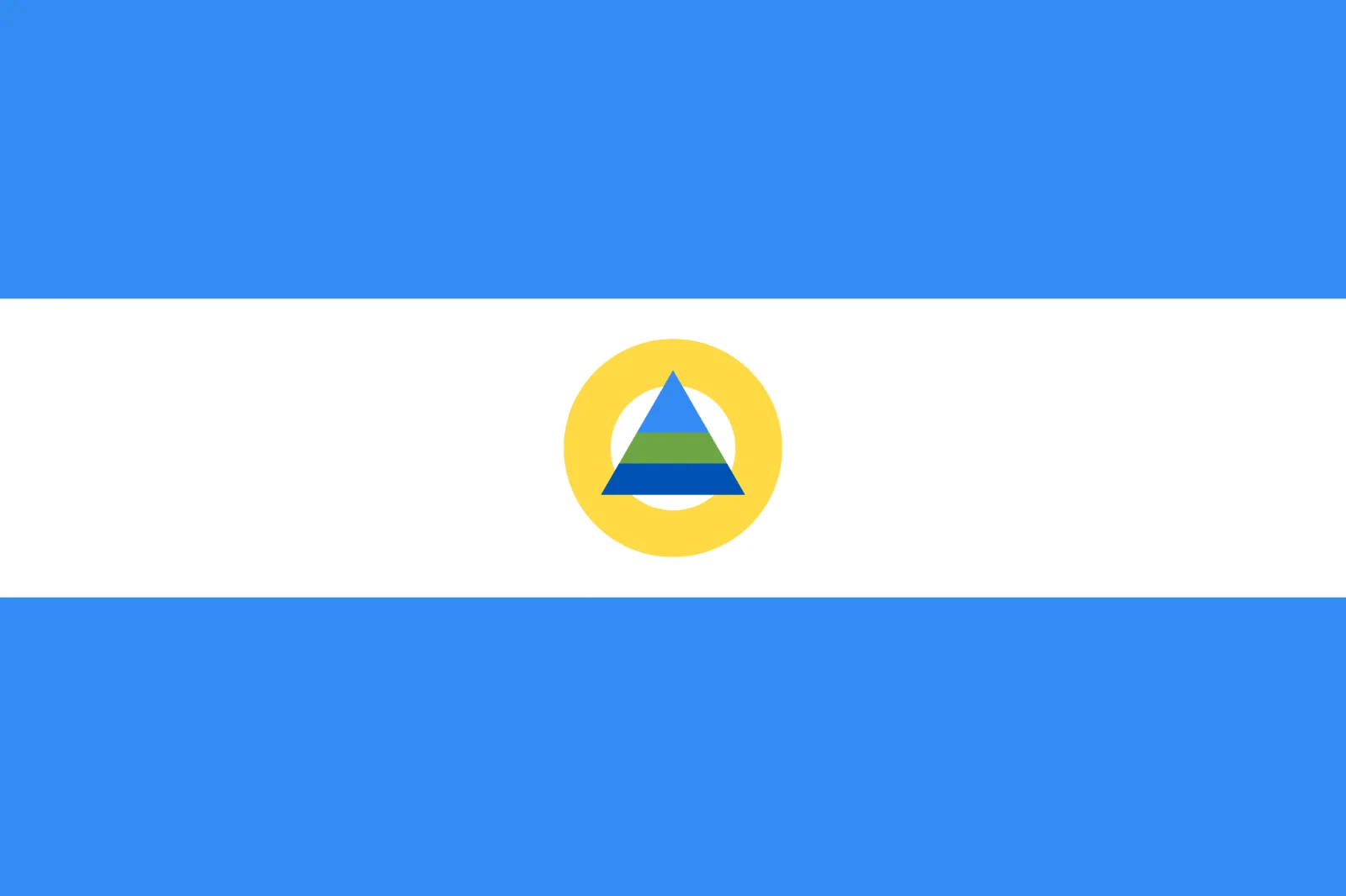 Blue and White Flag with Geometric Emblem Free PNG