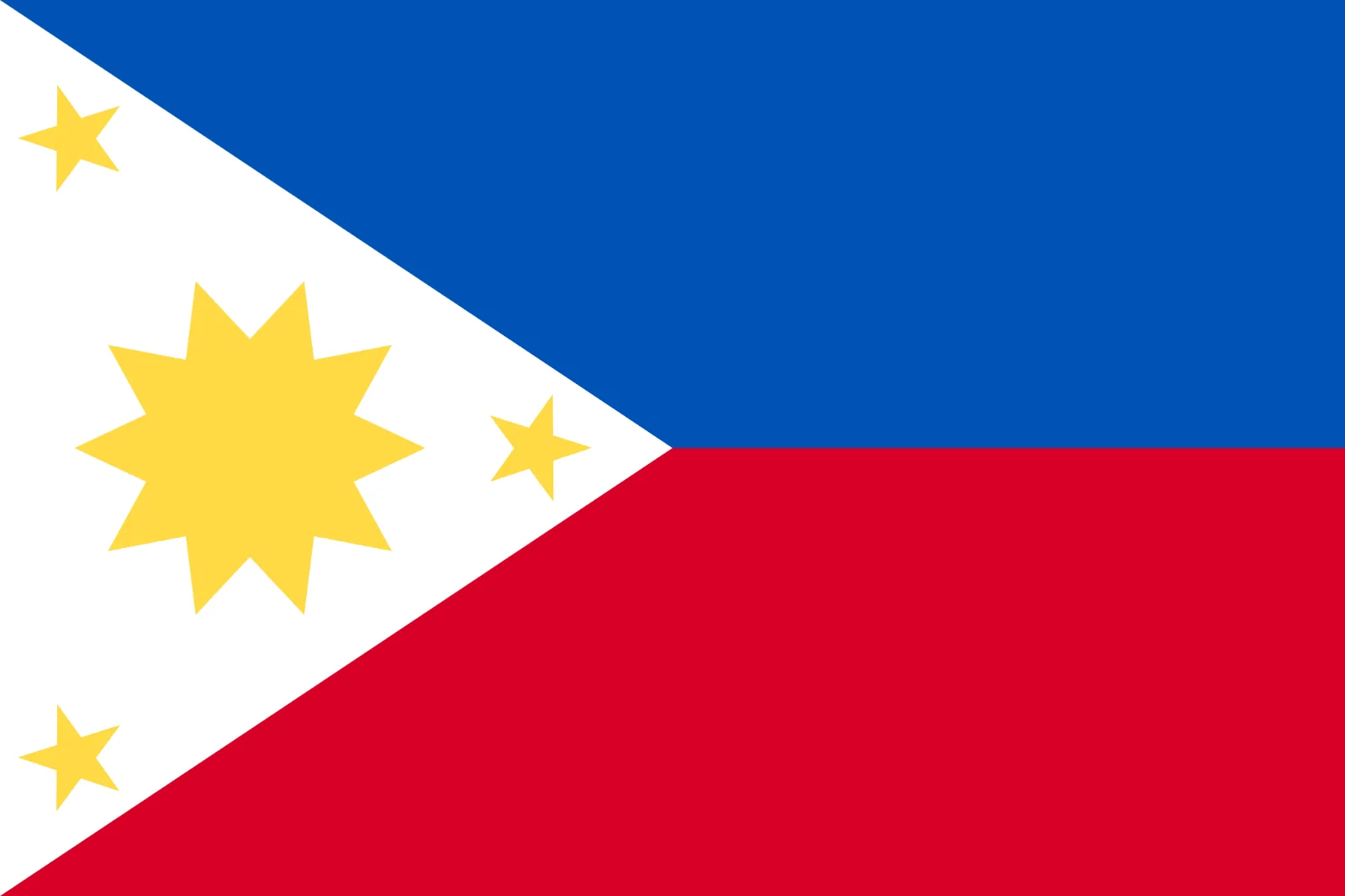 Philippine Flag with Golden Sun and Three Stars Free PNG