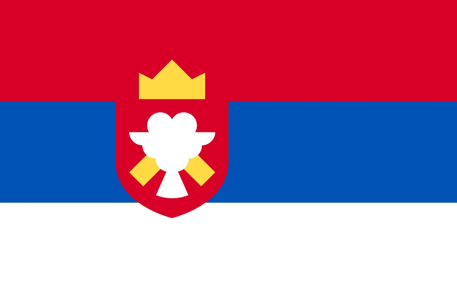 Crowned Shield on a Red, Blue, and White Flag Free PNG