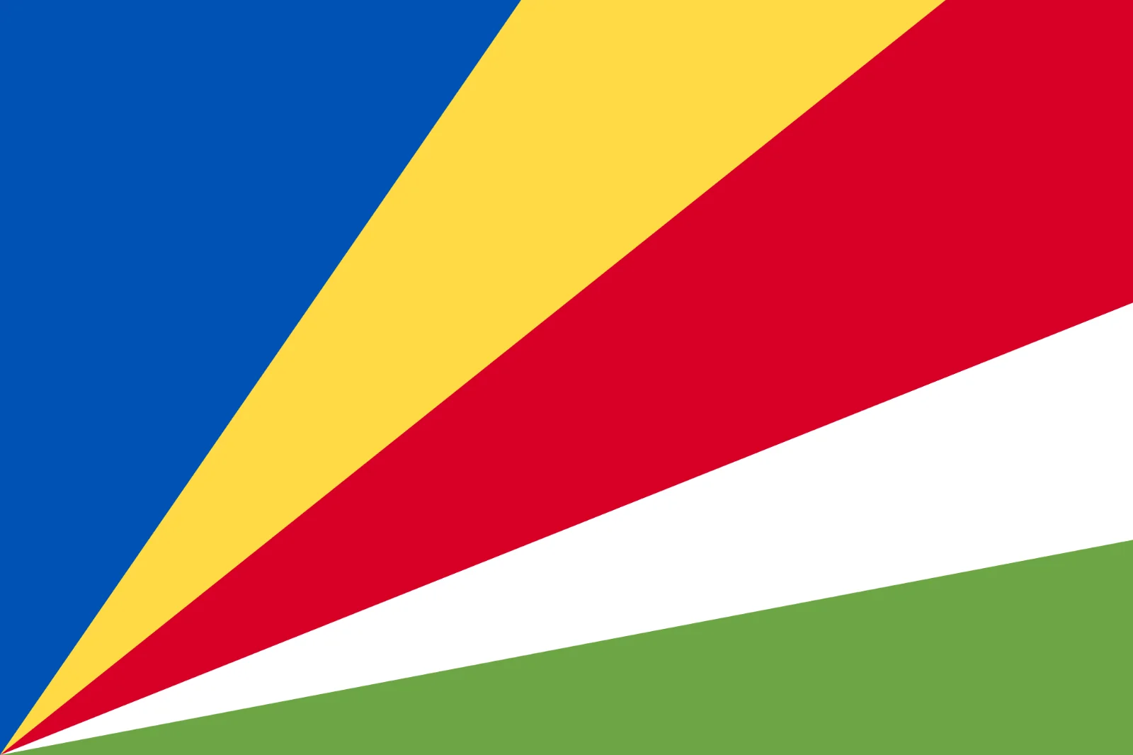 Seychelles Flag Free PNG with Colorful Diagonal Rays