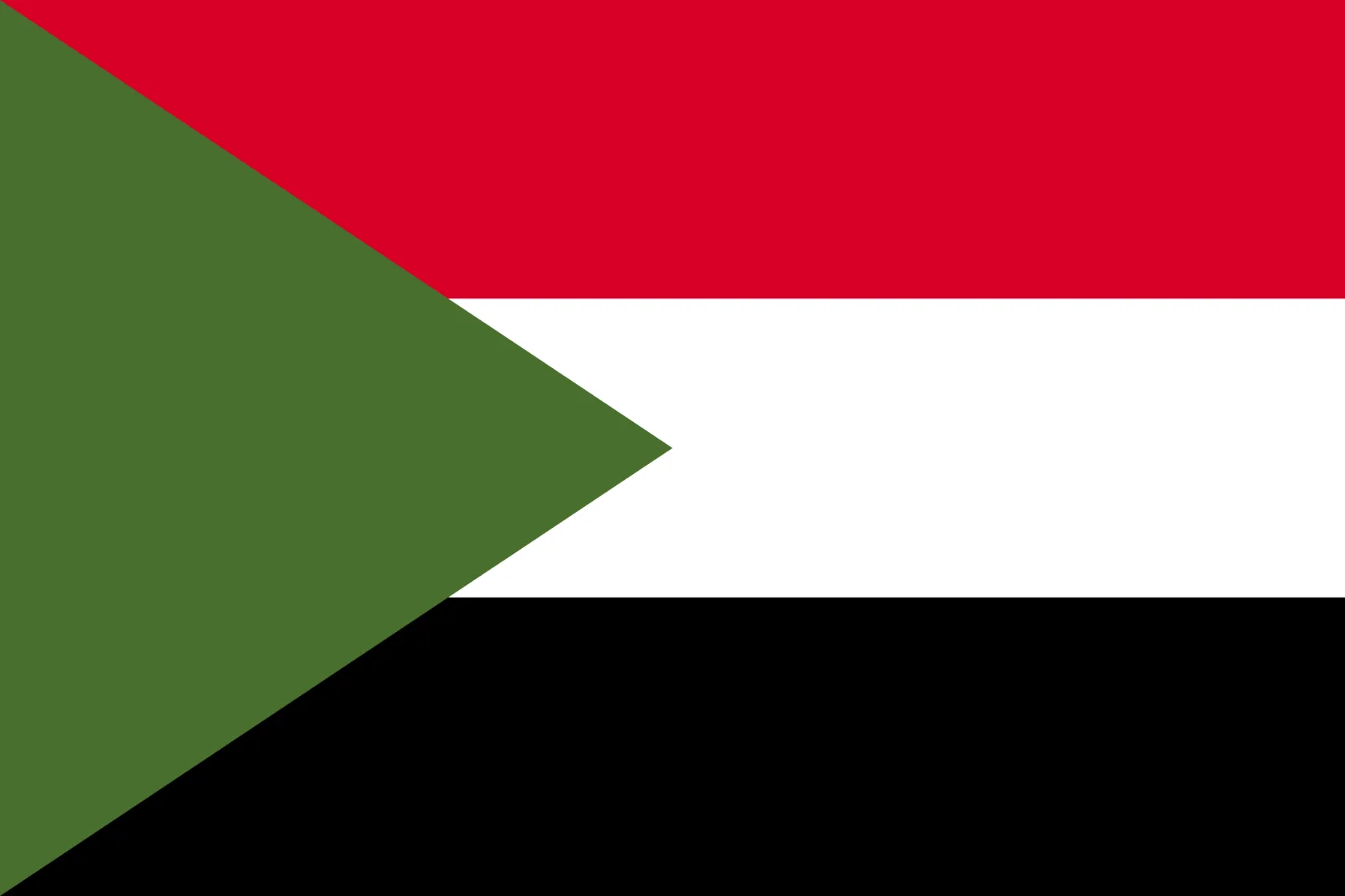 Sudan Flag with Green Triangle and Three Color Bands Free PNG