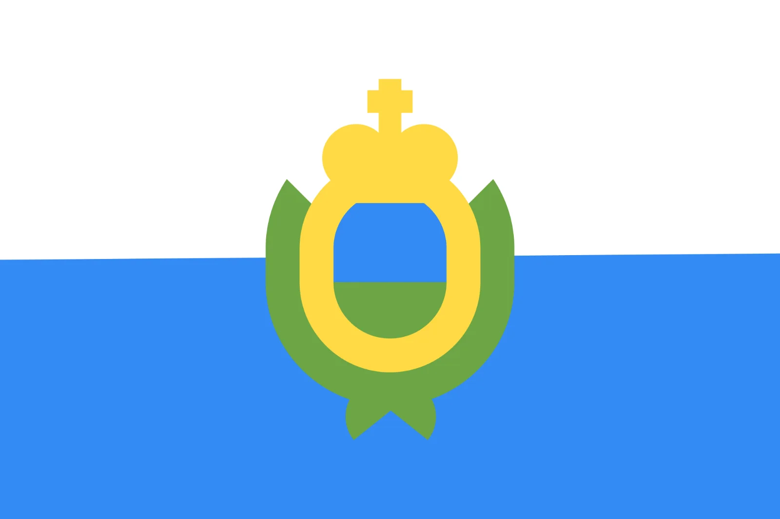 Crowned Green and Gold Crest on Blue and White Background Free PNG