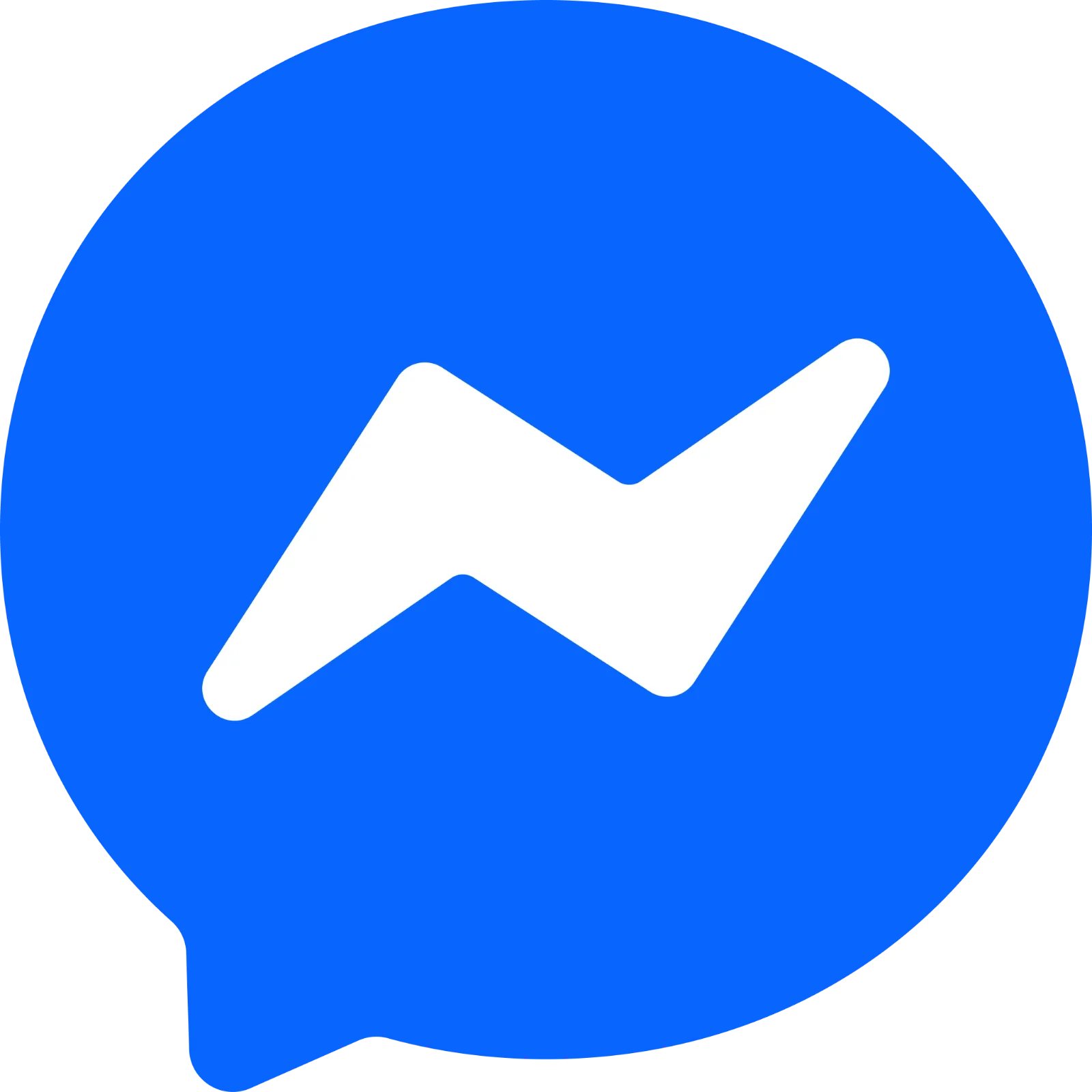 Blue Messenger Chat Bubble with White Bolt Free PNG
