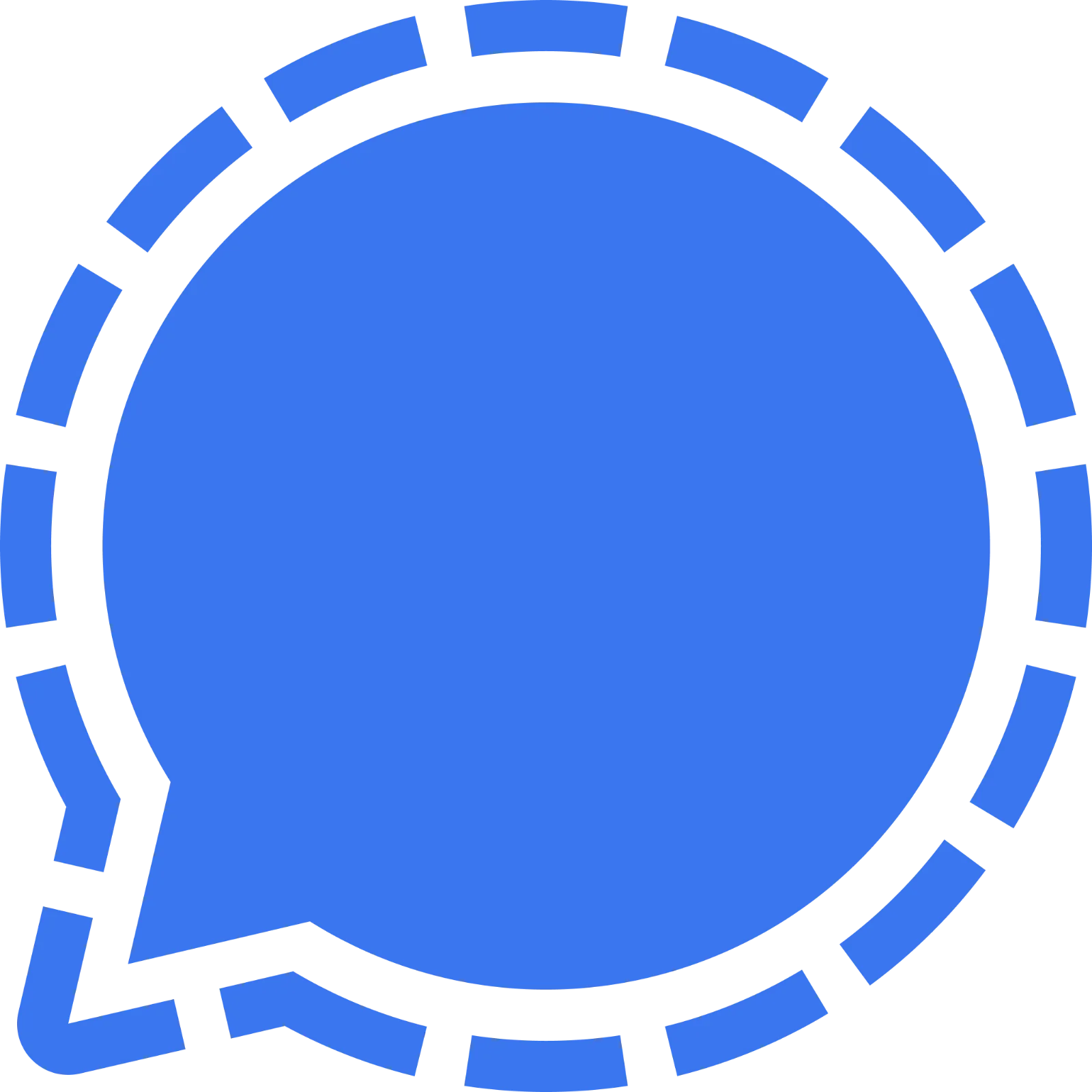 Blue Speech Bubble with Segmented Circular Ring Free PNG