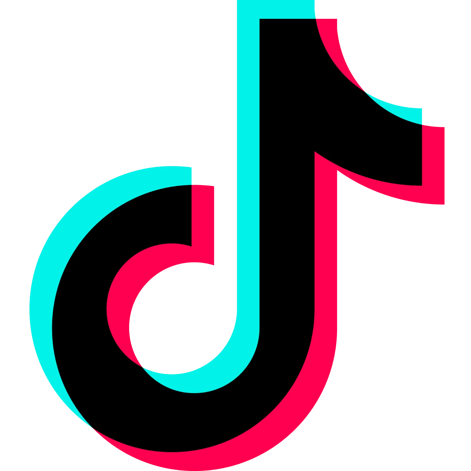 TikTok Music Note Logo in Neon Cyan and Pink | Free PNG