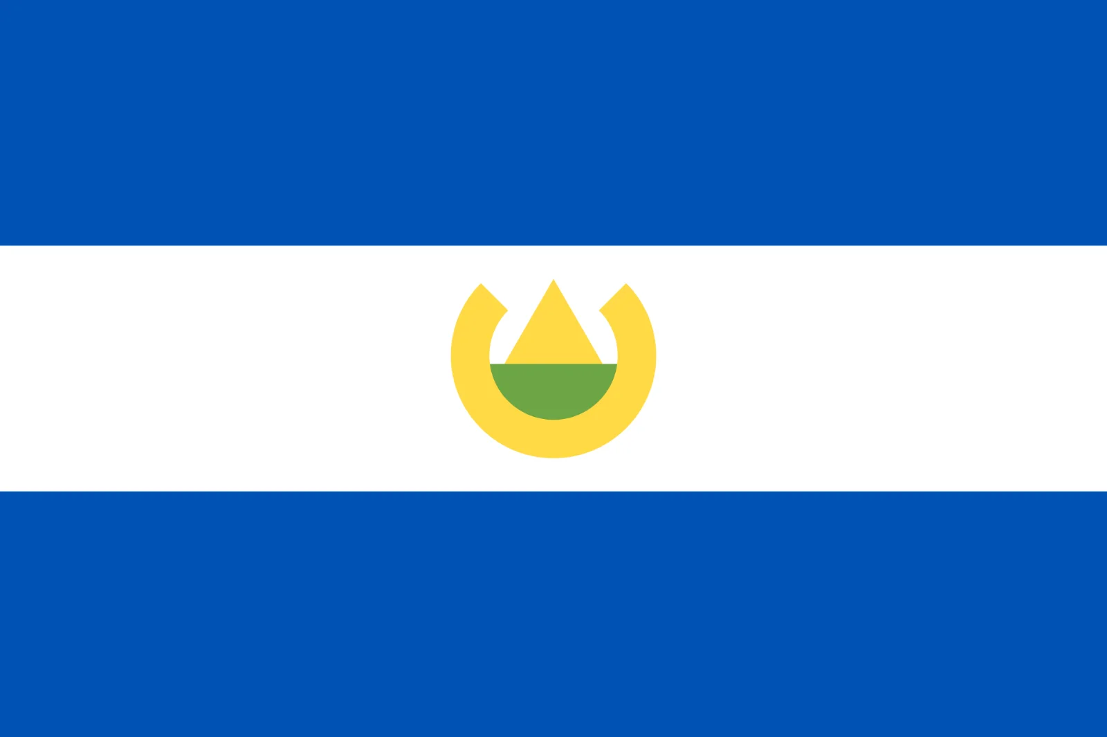 Blue and White Flag with Yellow and Green Emblem Free PNG