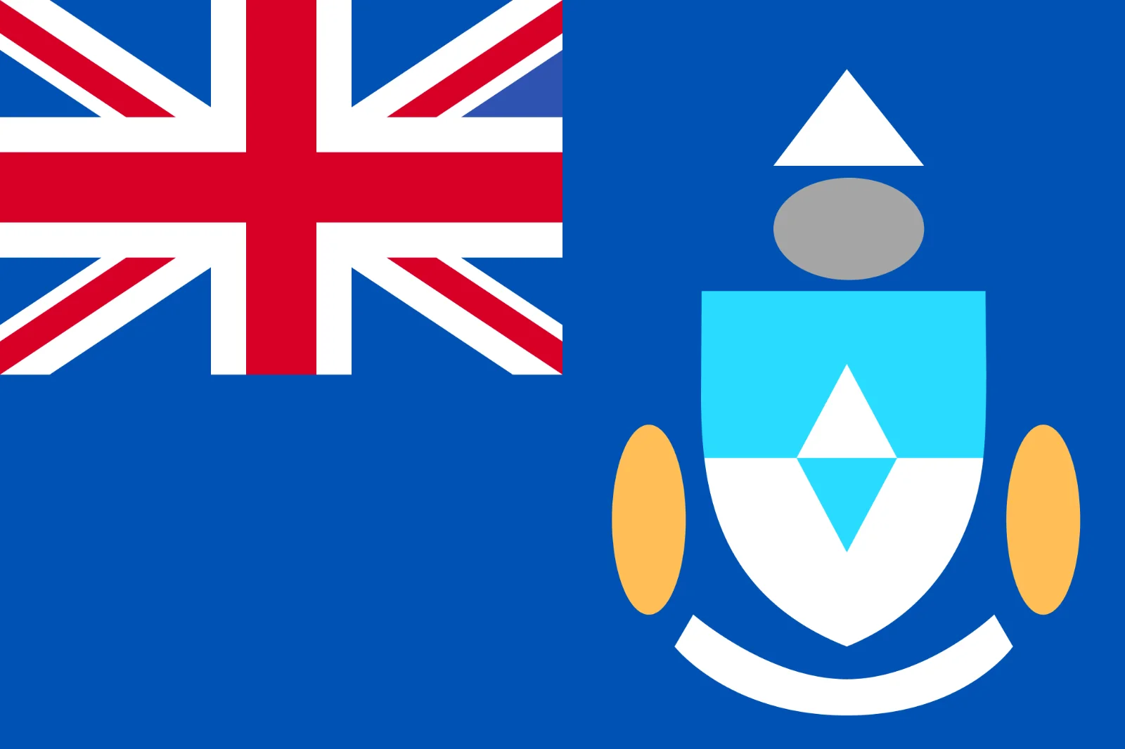 Blue Flag with Union Jack and Geometric Shield Emblem Free PNG