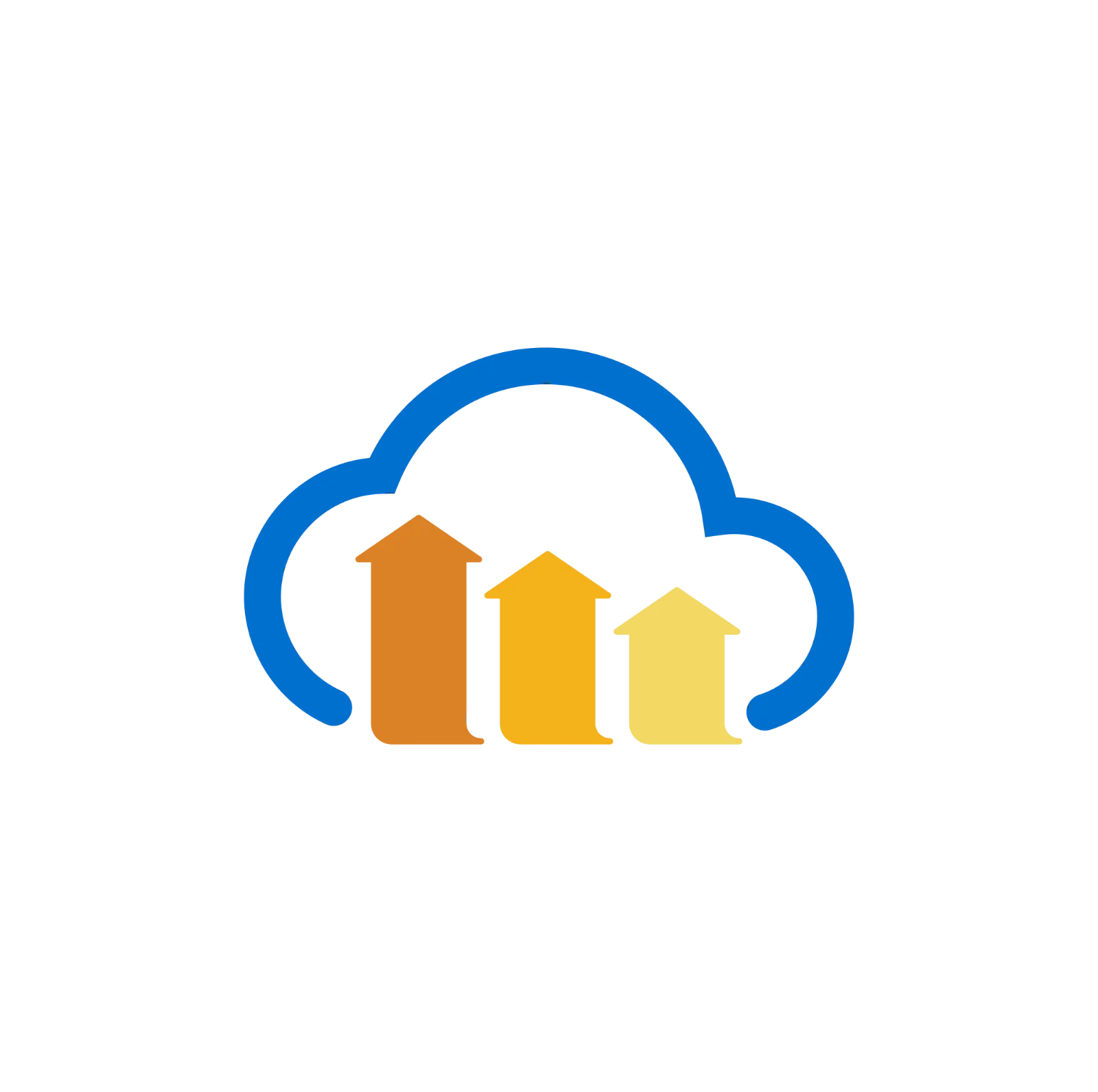 Cloud Upload with Three Rising Arrows Free PNG
