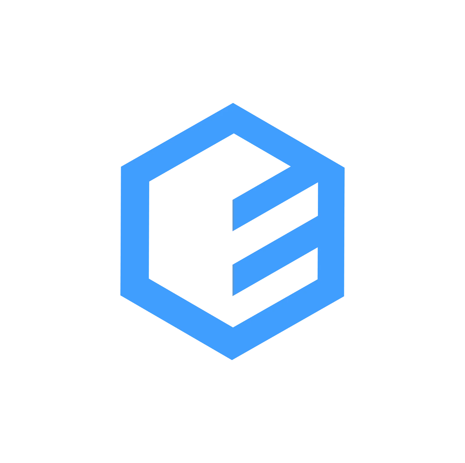 Blue Hexagon Letter E Tech Logo Free PNG