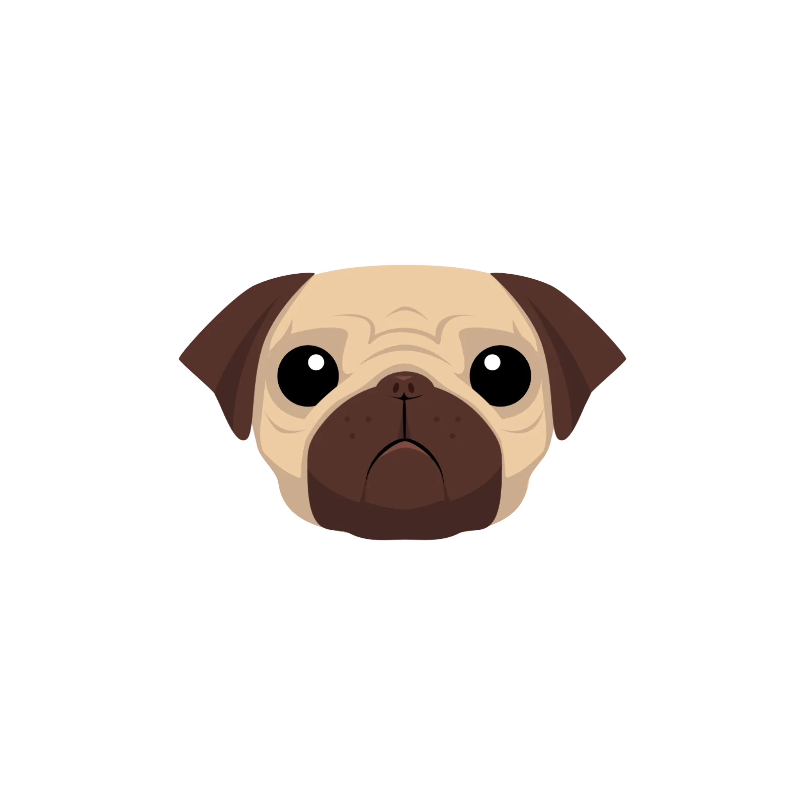 Cute Cartoon Pug Face Free PNG