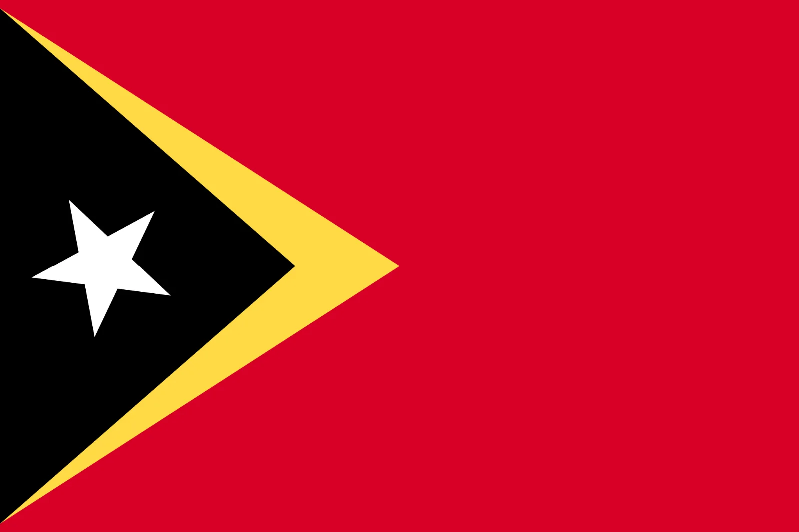 Timor-Leste Flag with White Star and Gold Chevron Free PNG
