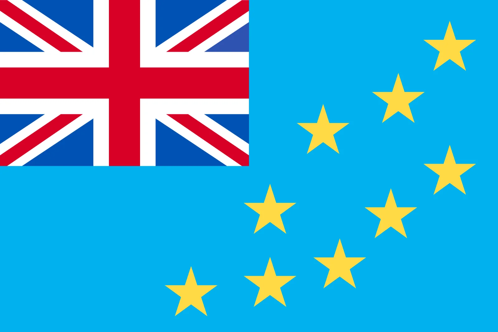Tuvalu Flag with Union Jack and Yellow Stars Free PNG