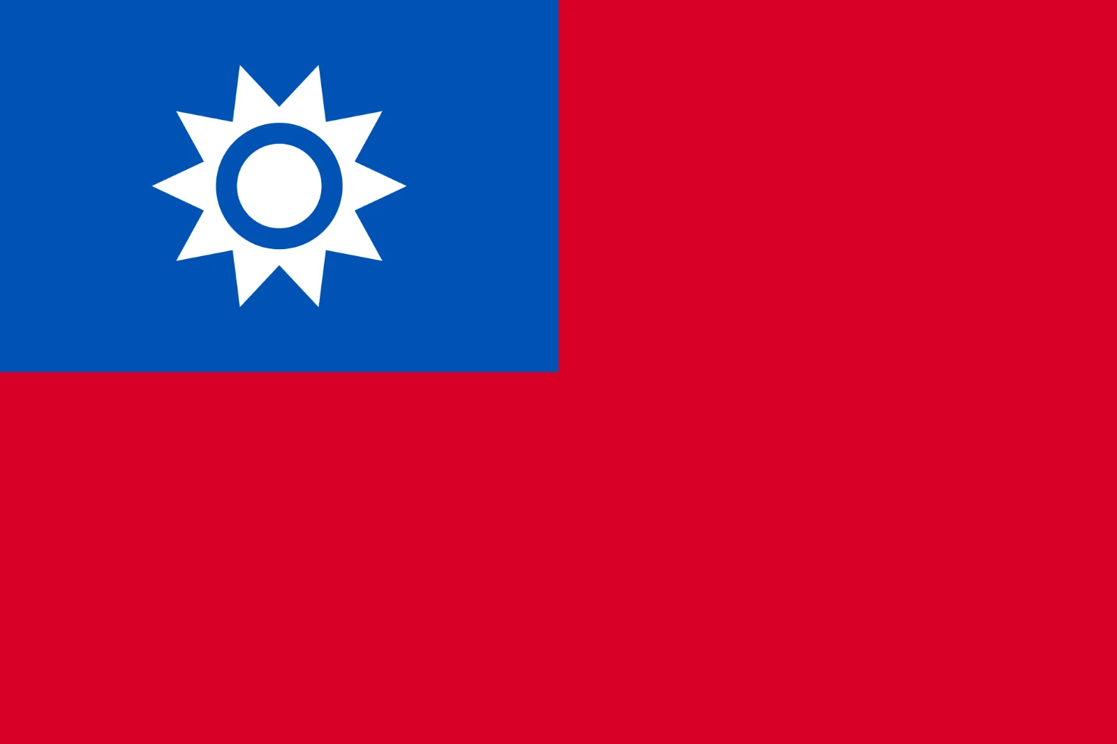 Taiwan Flag with White Sun on Red Field Free PNG