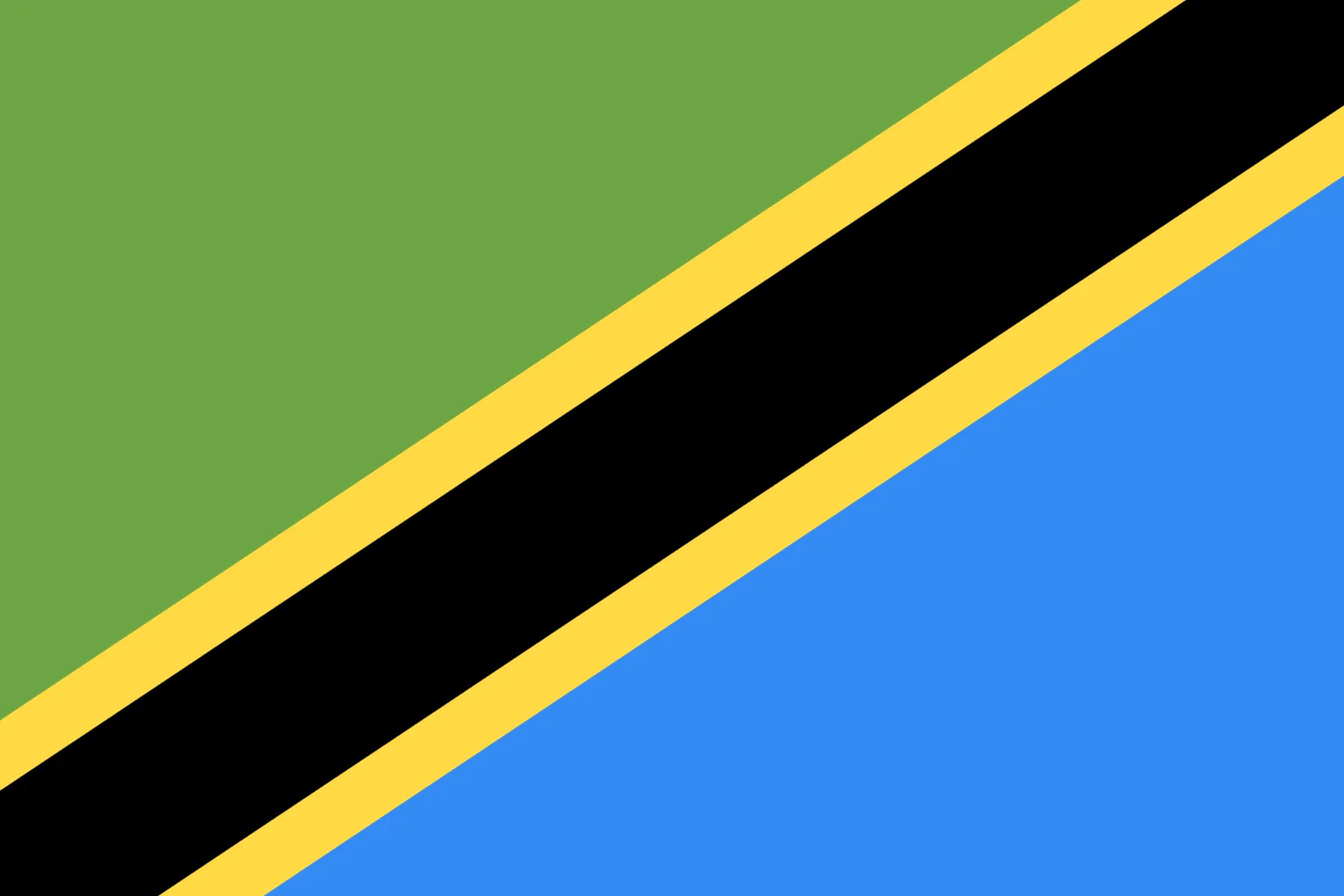 Tanzania Flag with Diagonal Black Stripe Free PNG