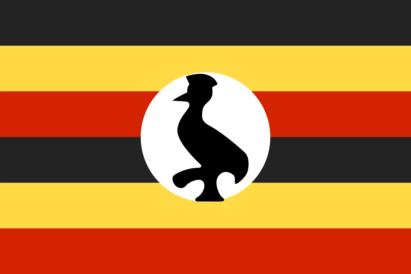 Uganda Flag with Crane Emblem Free PNG