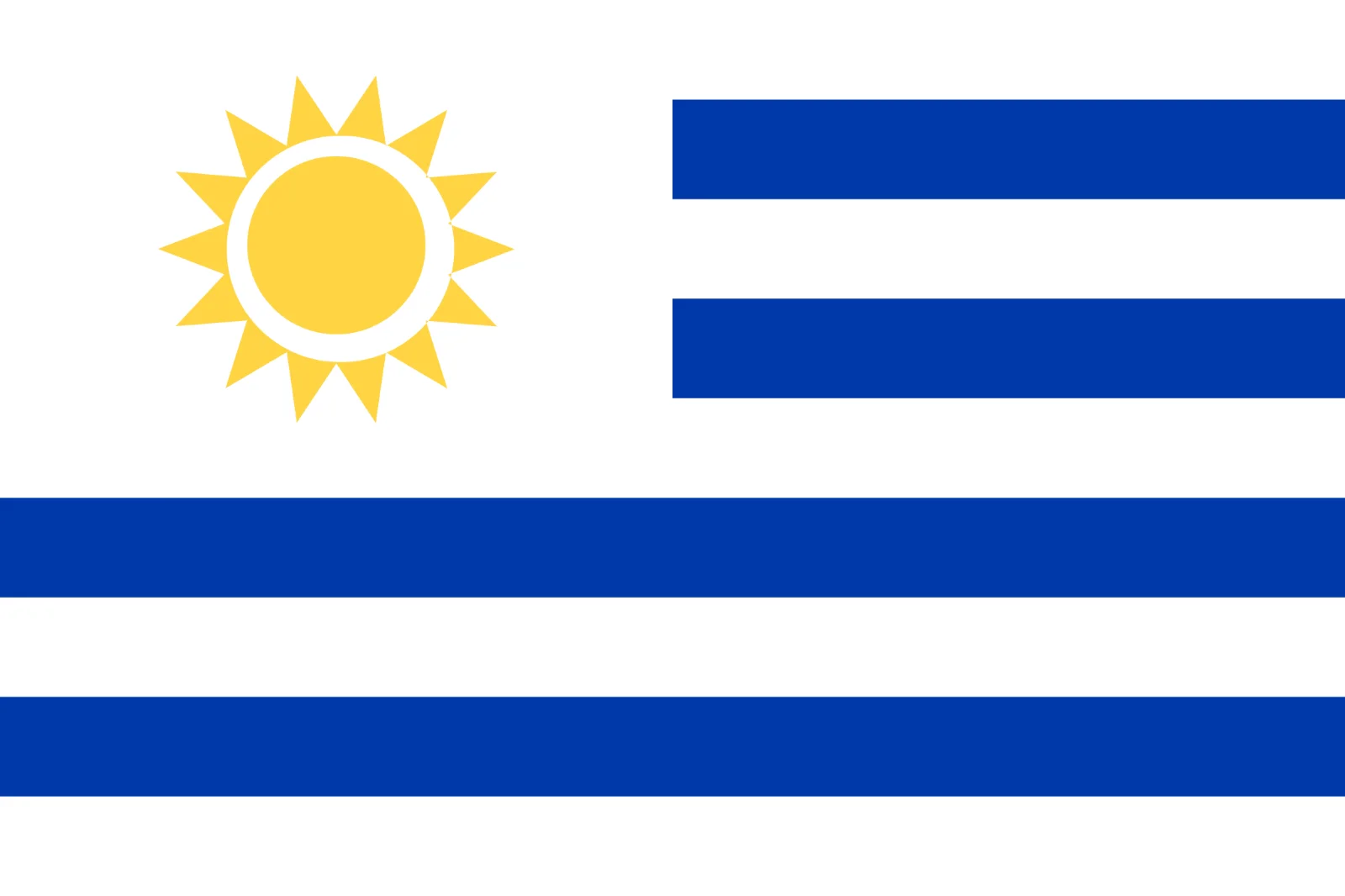 Uruguay Flag with Golden Sun of May Free PNG
