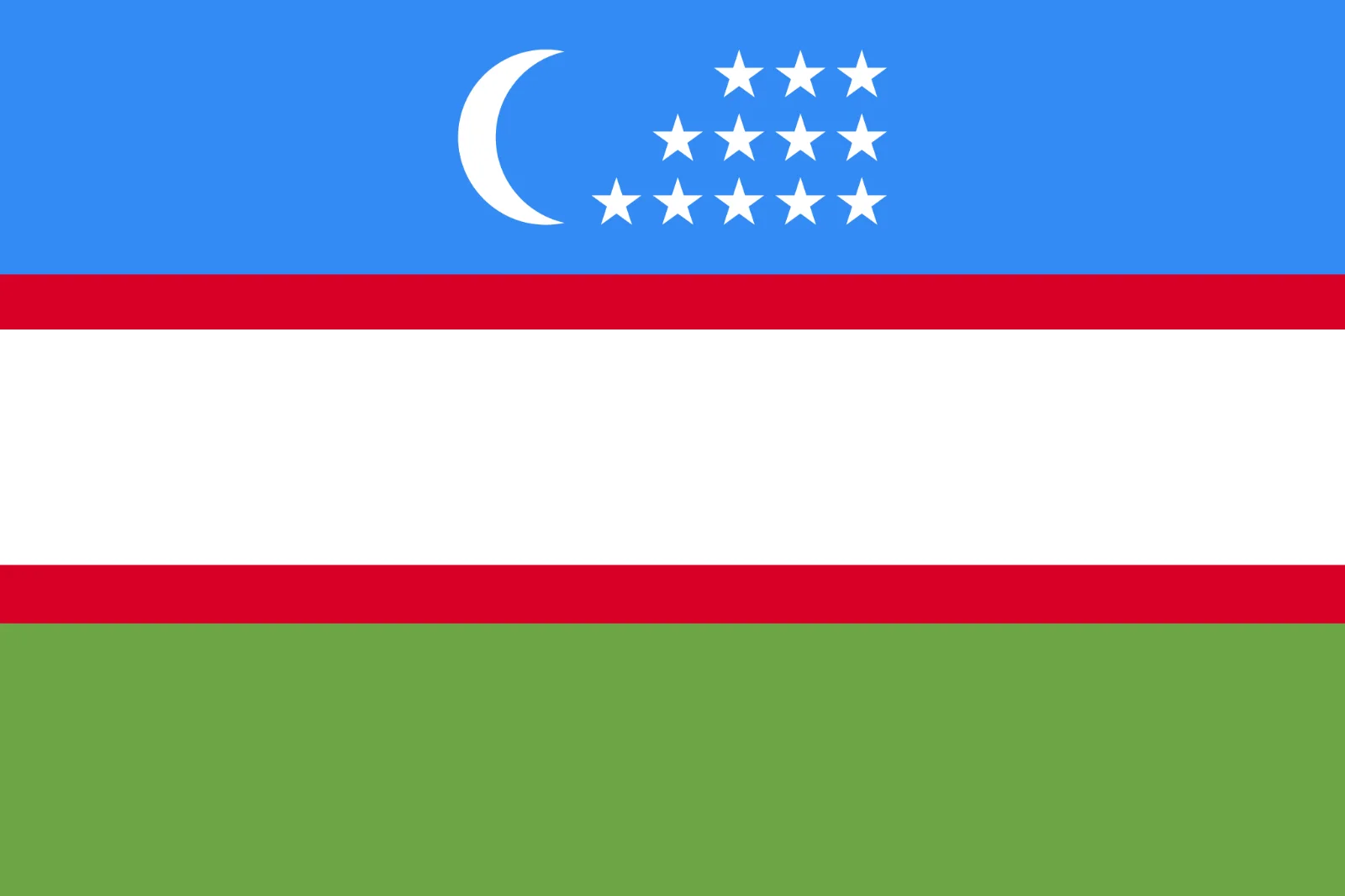 Uzbekistan Flag with Crescent and Stars Free PNG