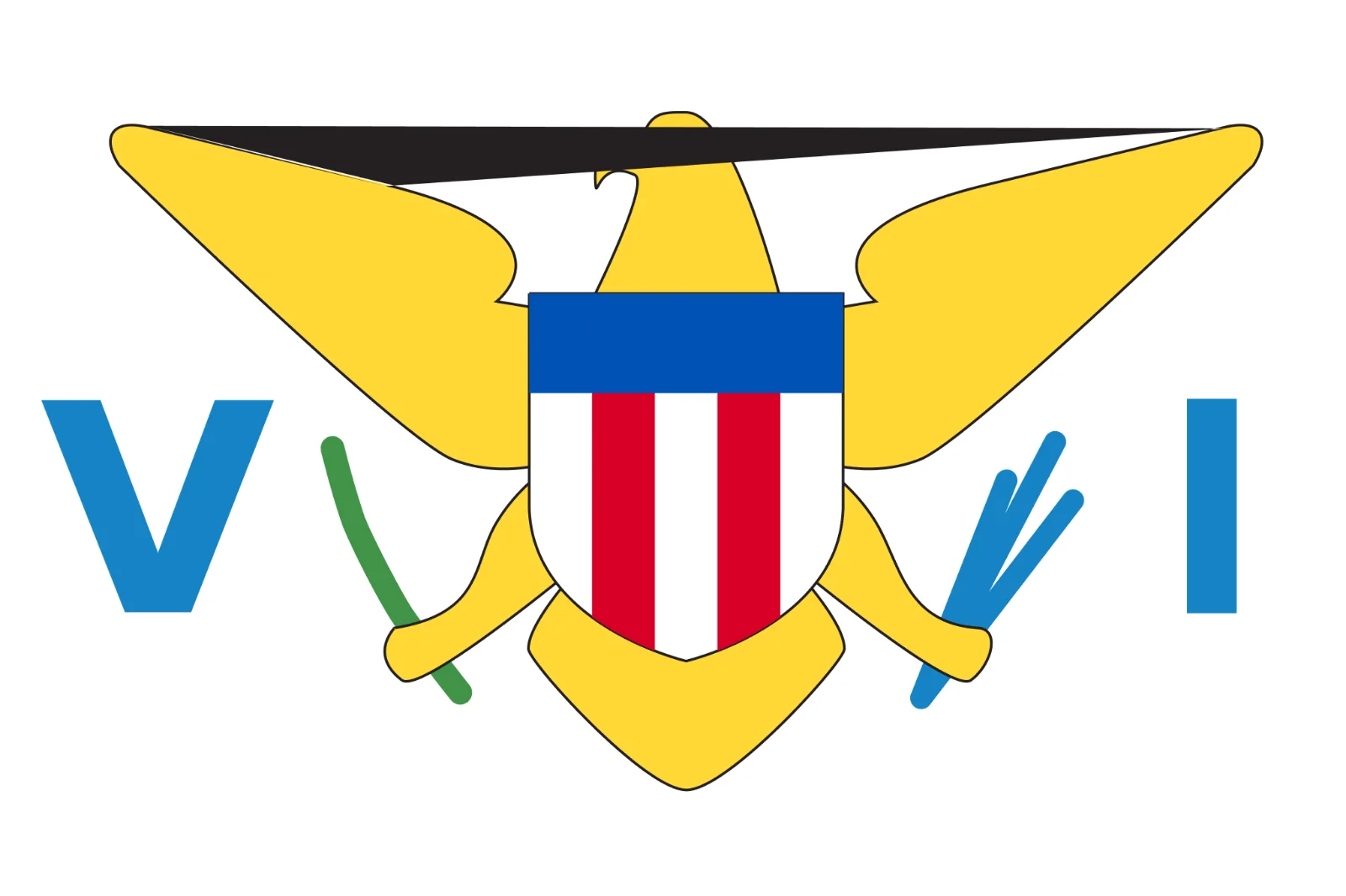 Golden Eagle with Shield and VI Letters Free PNG