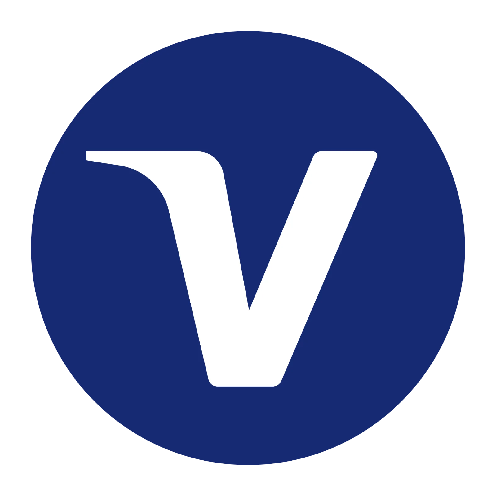 White Stylized V in a Blue Circle Free PNG