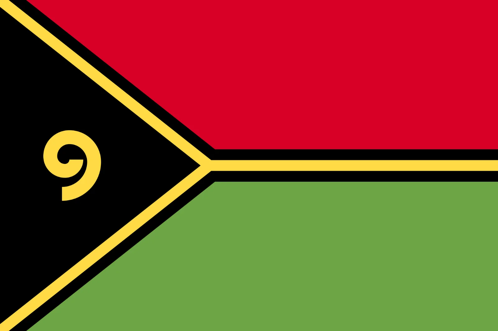 Vanuatu Flag with Yellow Tusk Emblem Free PNG