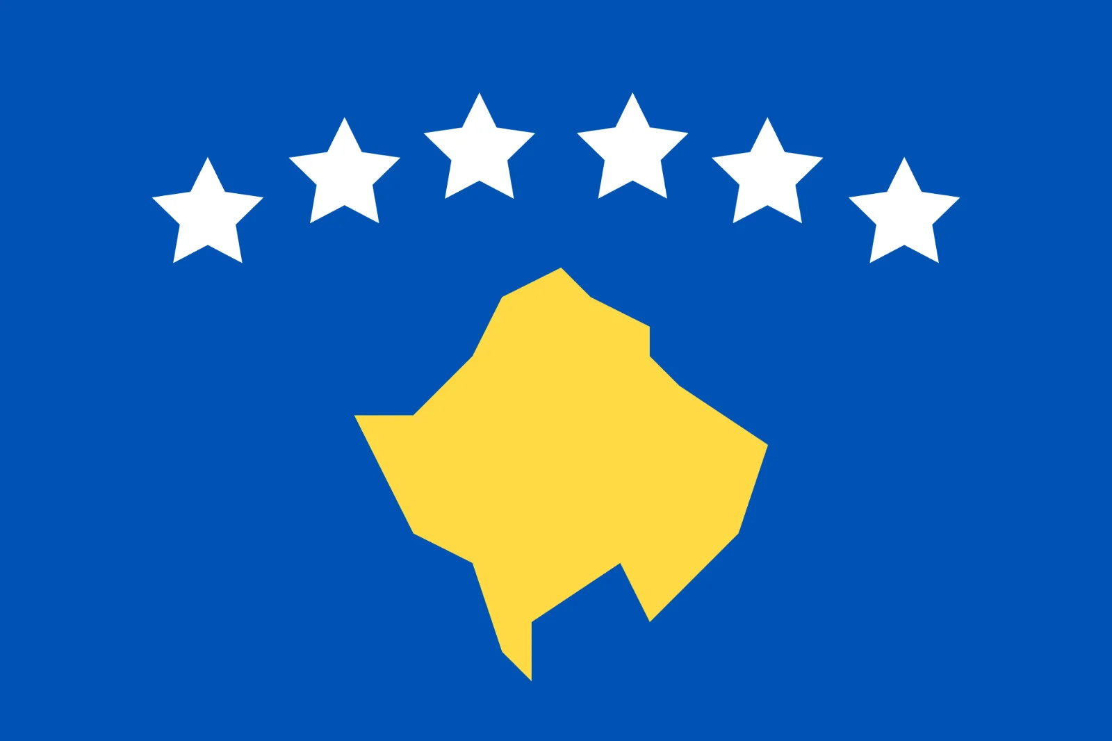 Kosovo Flag with Yellow Map and Six White Stars Free PNG