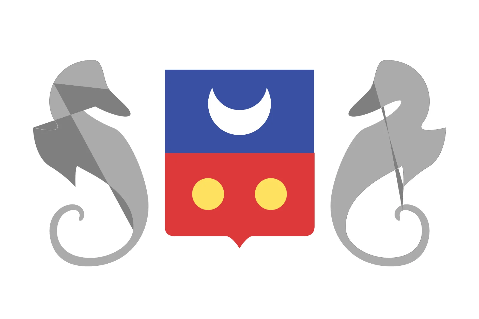 Free PNG Heraldic Shield with Gray Ornamental Flourishes