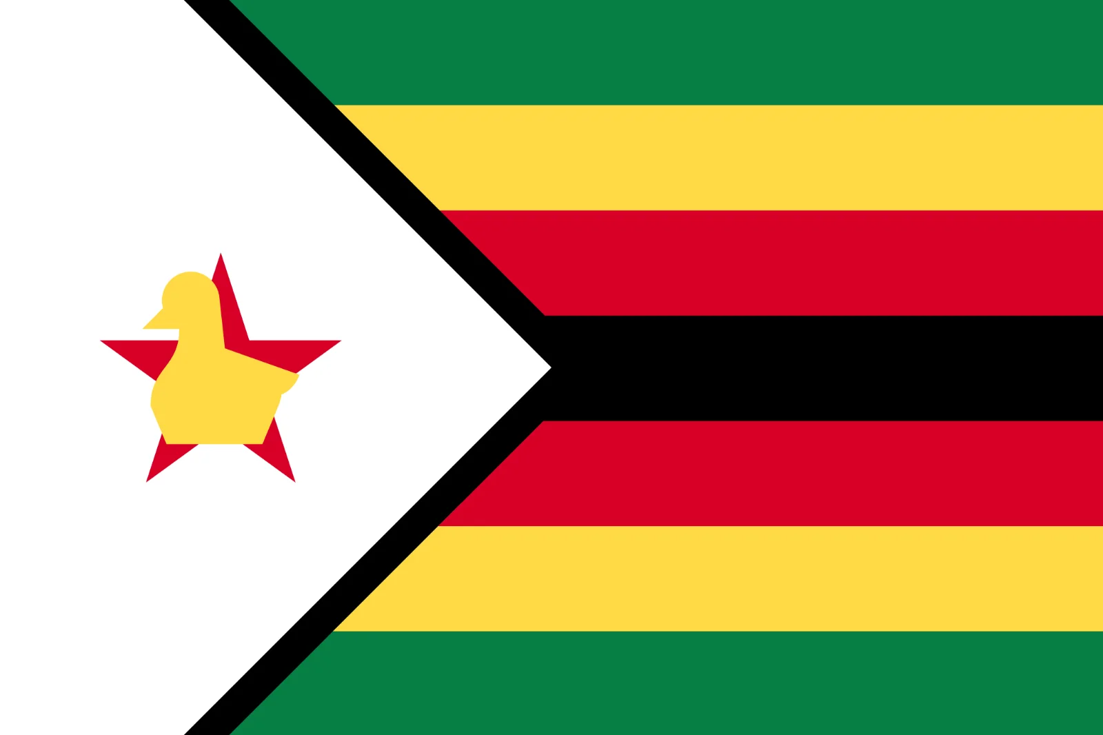 Zimbabwe Flag with Golden Bird and Red Star Free PNG