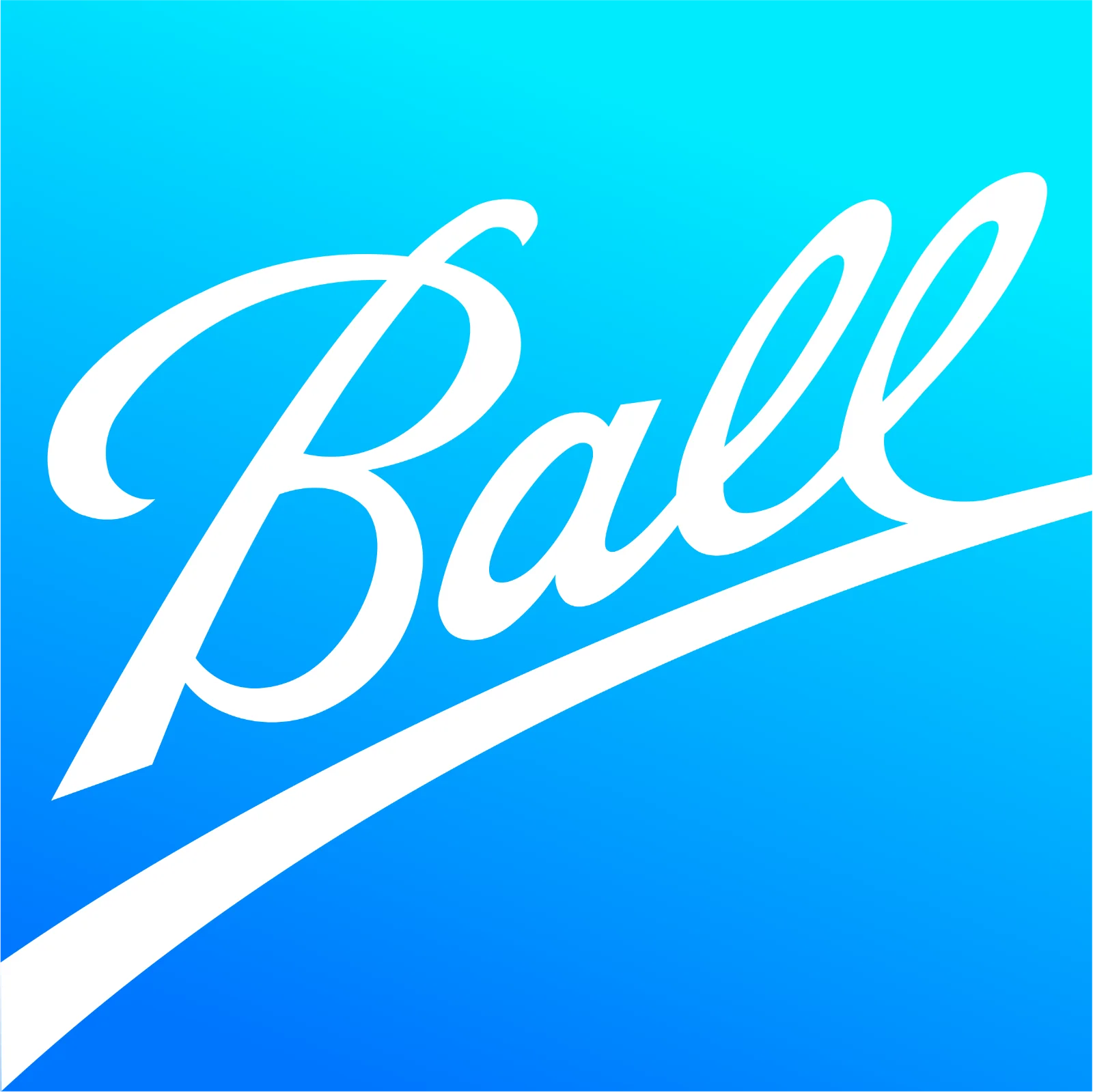 Ball Corporation Script Logo on Blue Background | Free PNG