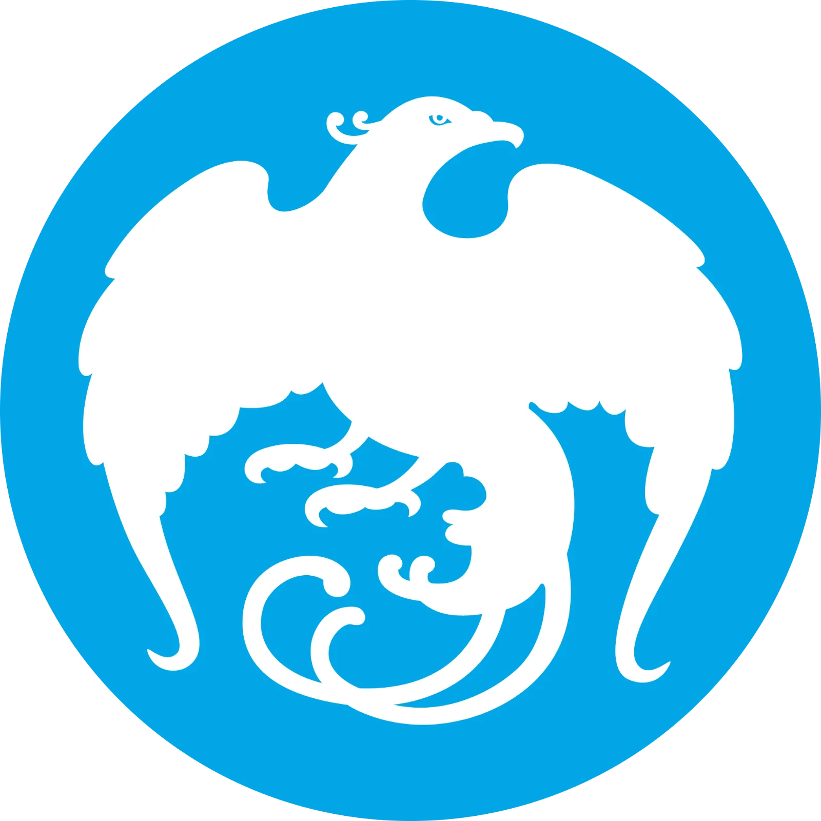 White Eagle Emblem in Blue Circle Free PNG