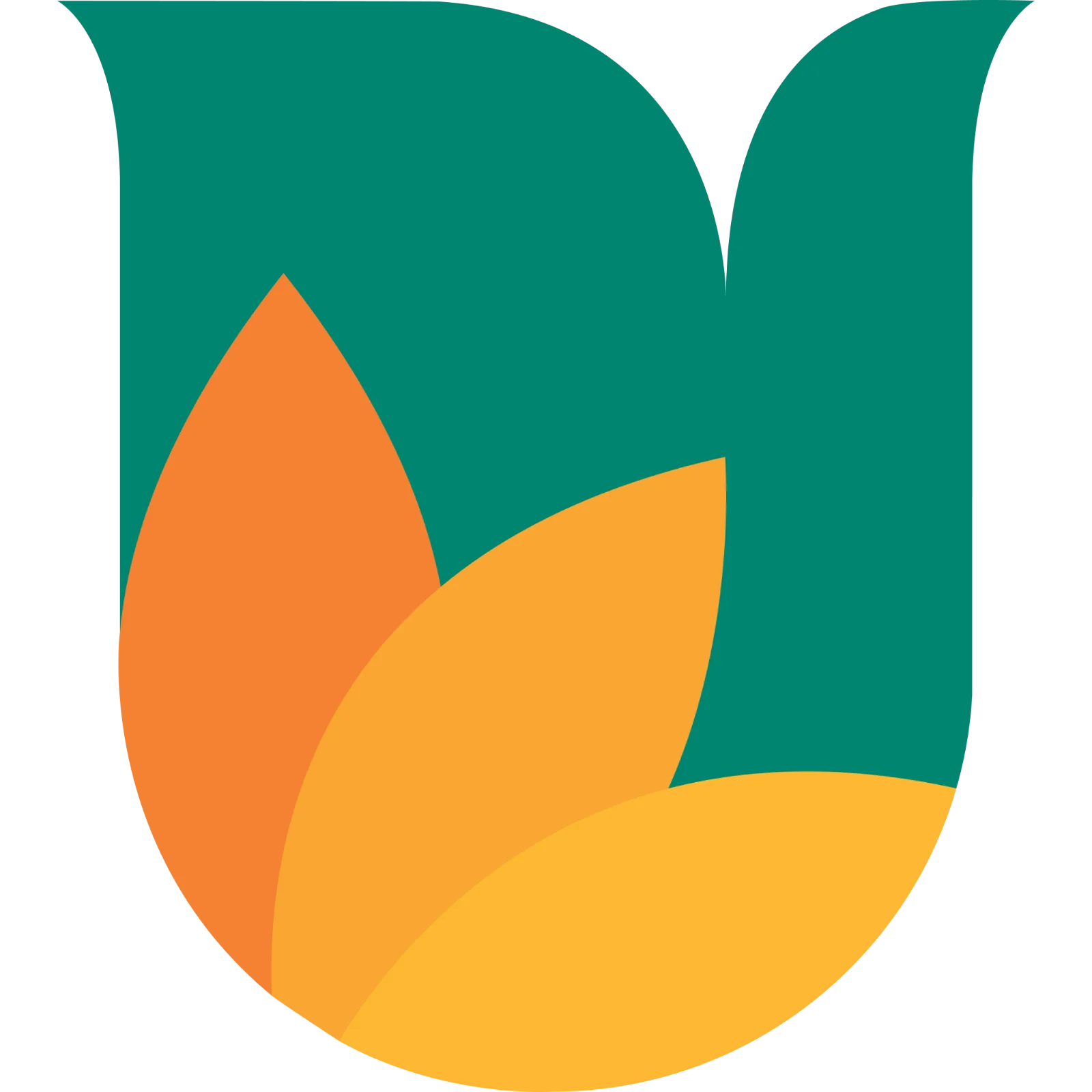 Abstract Teal and Orange Floral Emblem Free PNG