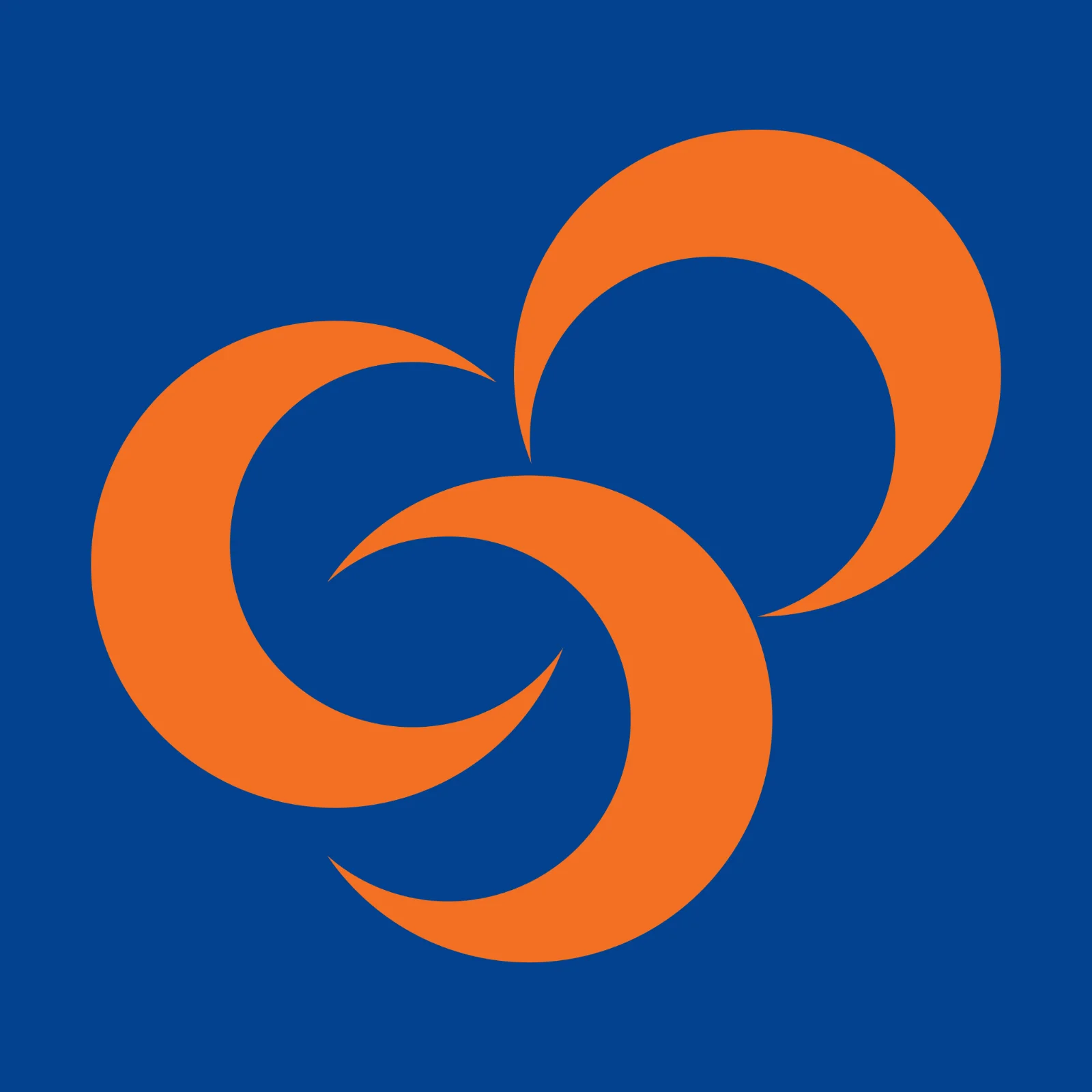 Three Orange Crescent Shapes on Blue Background Free PNG