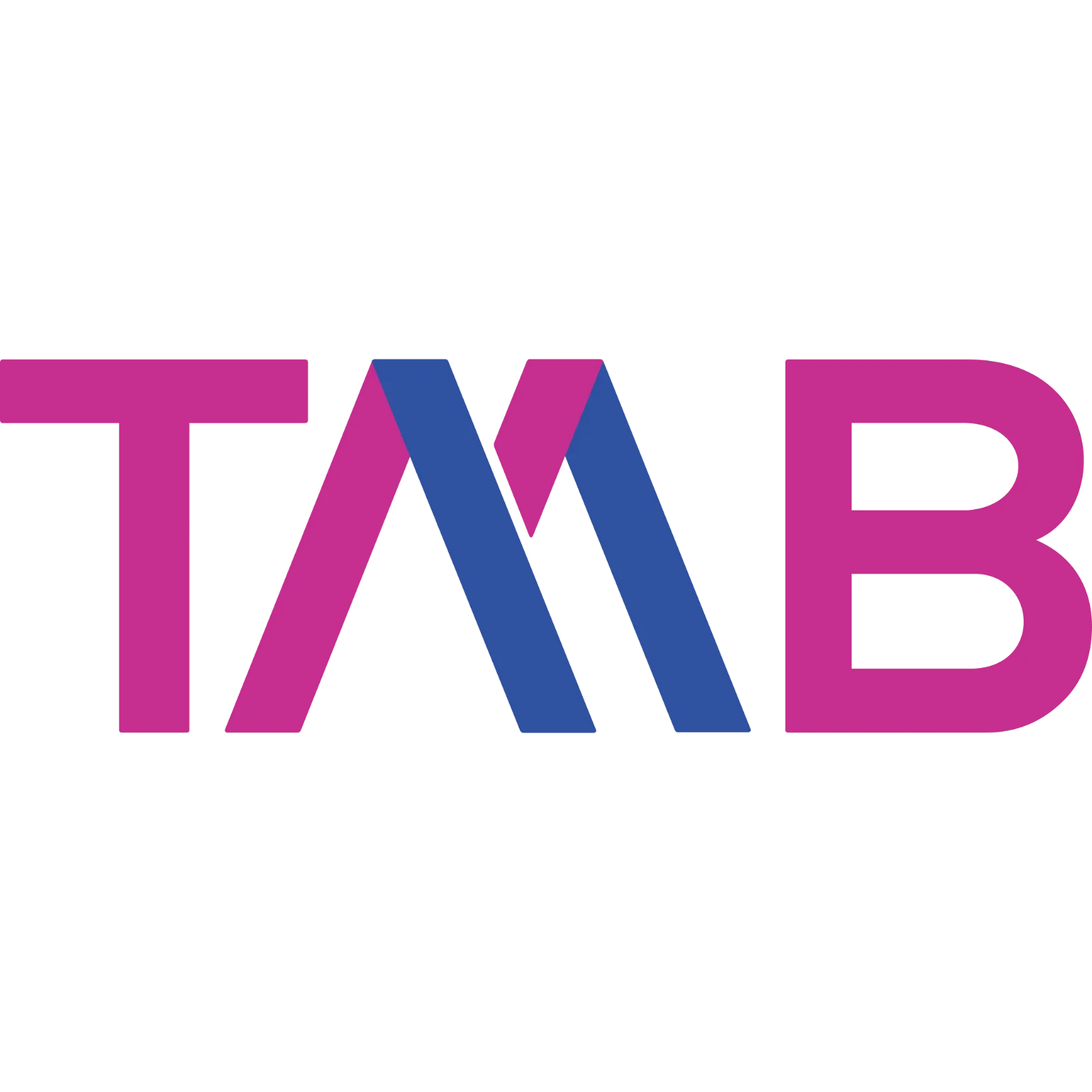 TMB Lettering Logo in Magenta and Blue Free PNG