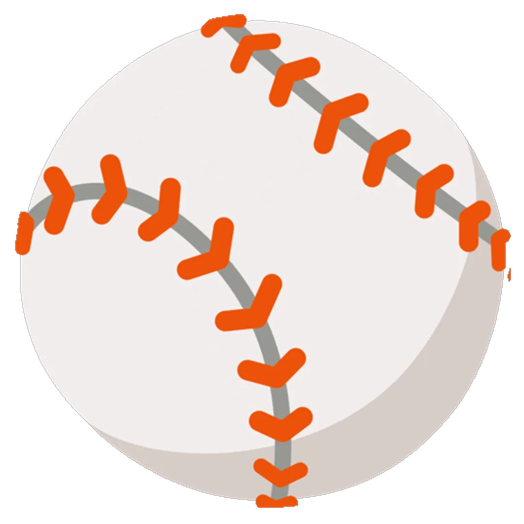 White Baseball with Bright Orange Stitching Free PNG