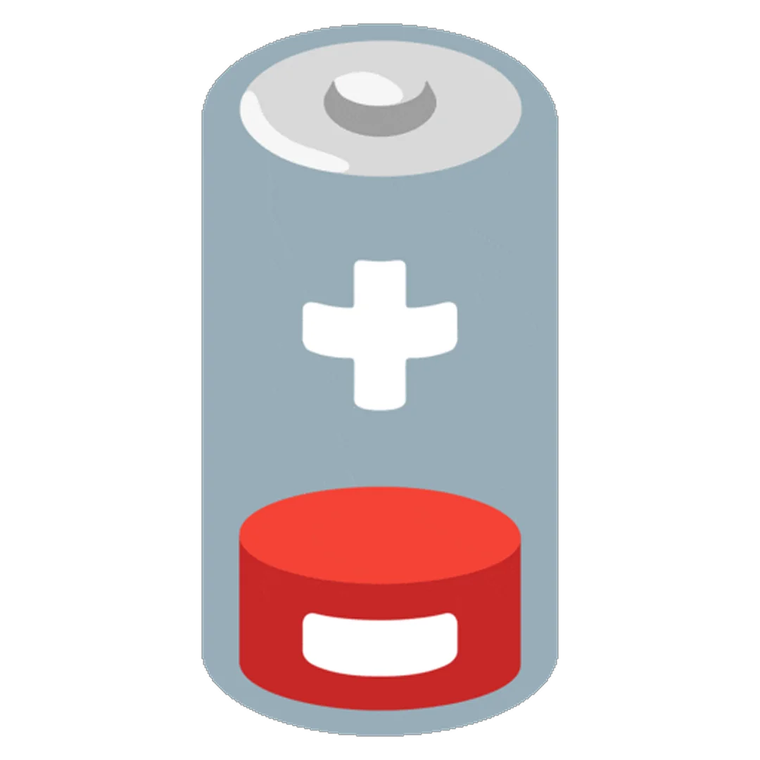 Blue-Gray Battery Icon with Red Charge Level – Free PNG