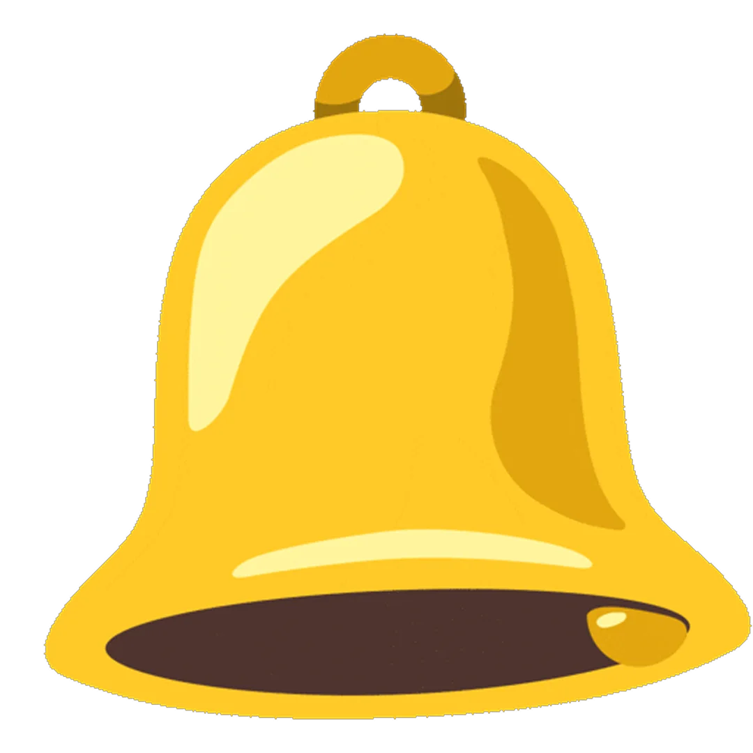 Golden Cartoon Bell with Shiny Highlights Free PNG