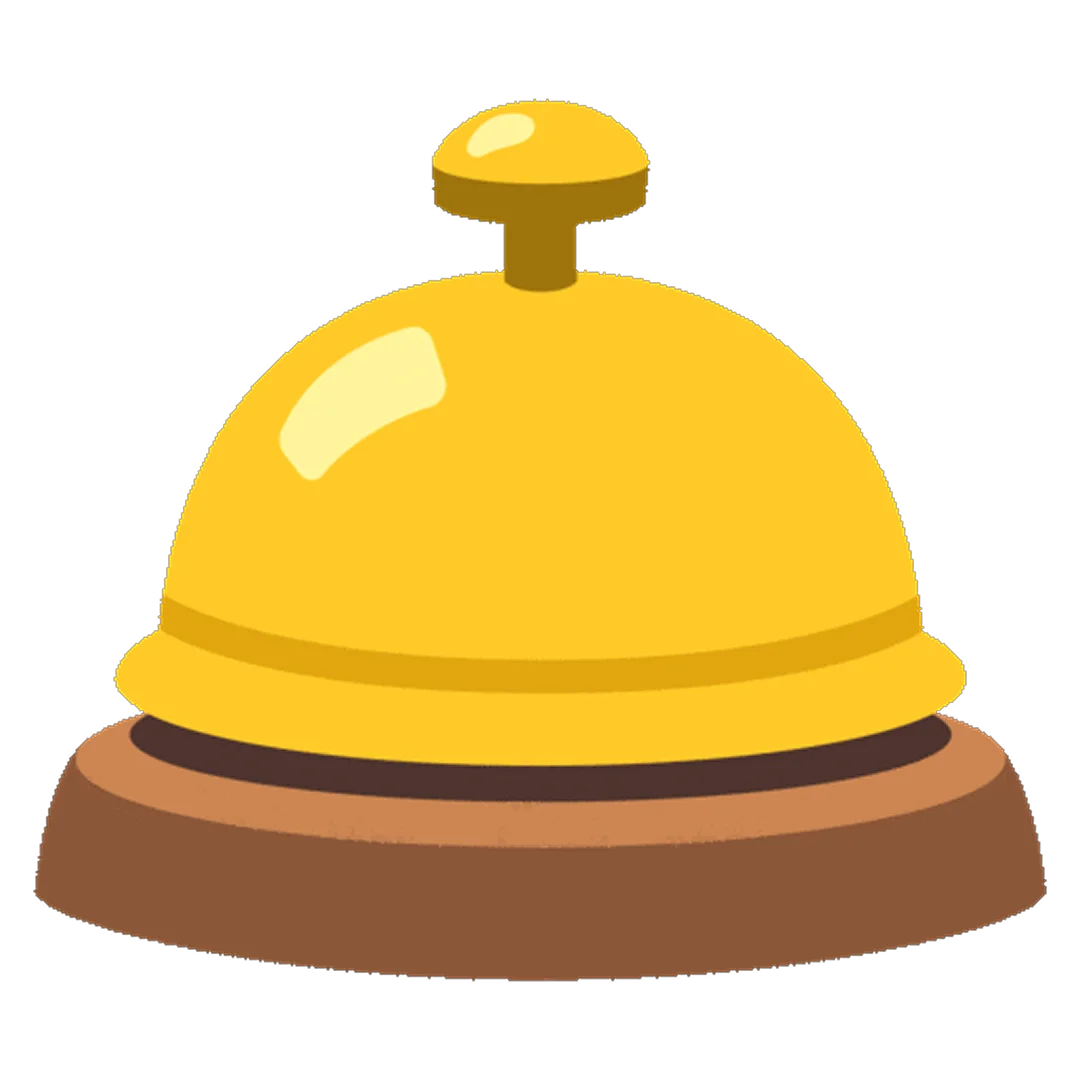 Yellow Hotel Service Bell on Brown Base Free PNG