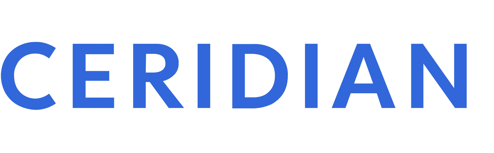 Ceridian Blue Wordmark on Black Background Free PNG