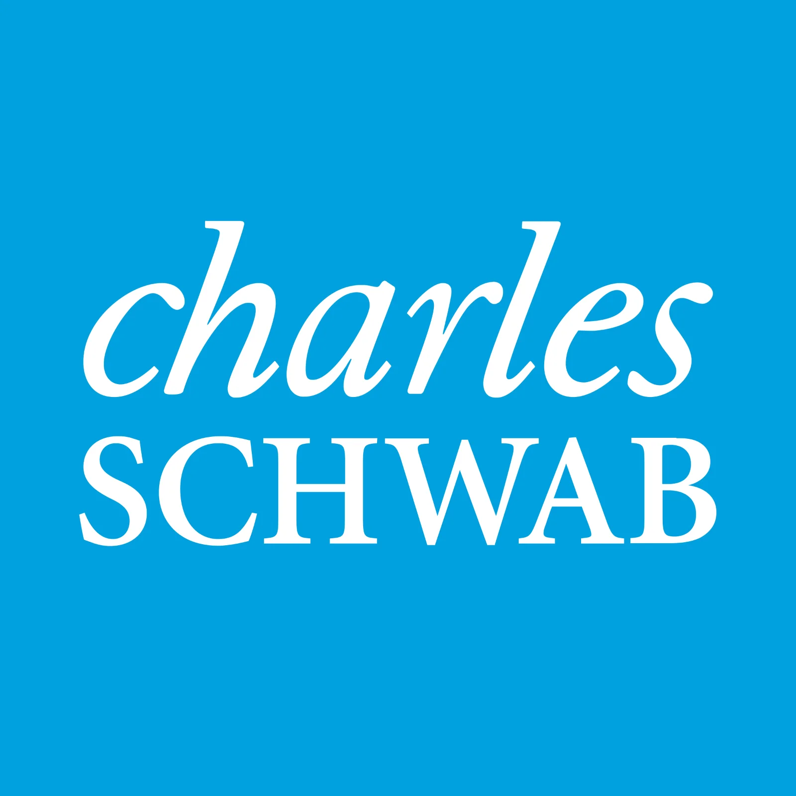 Charles Schwab Wordmark on Blue Background Free PNG