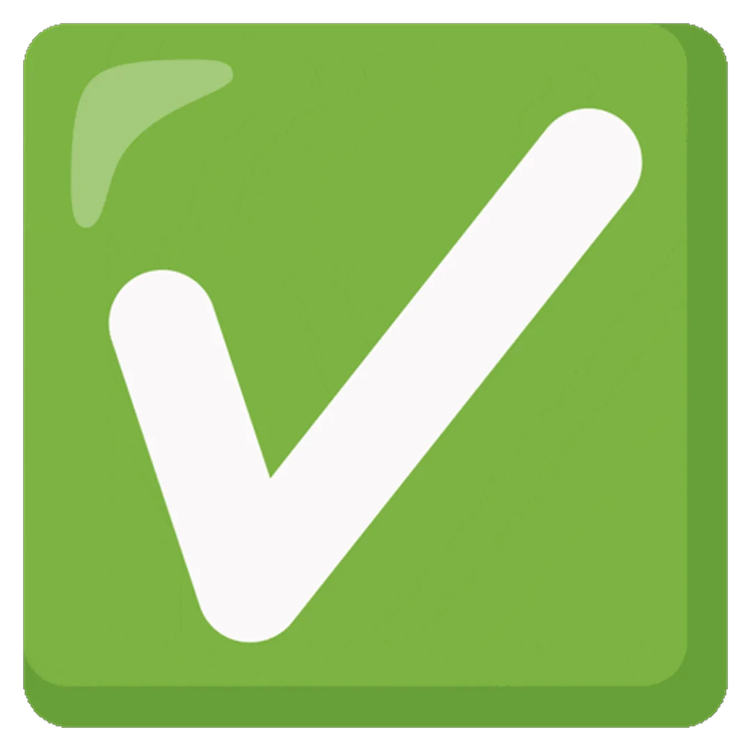 White Check Mark on Green Rounded Button Free PNG