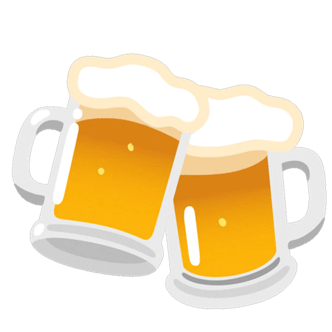 Clinking Beer Mugs with Foam Free PNG Illustration