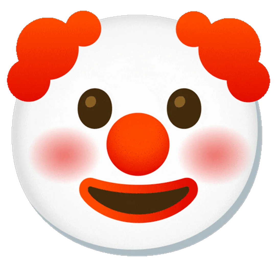Smiling Cartoon Clown Face with Red-Orange Hair Free PNG