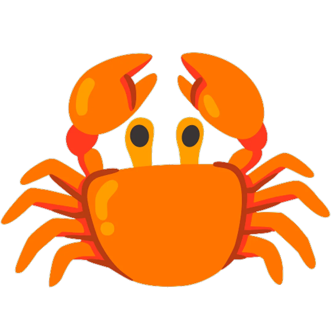 Cheerful Orange Cartoon Crab with Raised Claws Free PNG