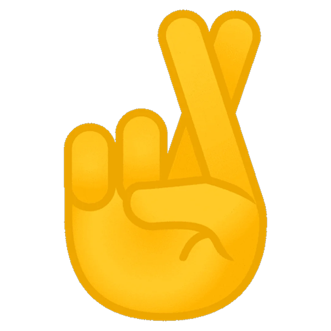 Yellow Crossed Fingers Hand Gesture Free PNG
