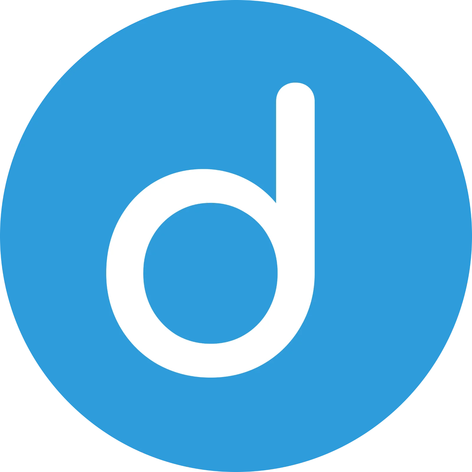 White Lowercase d in Blue Circle Free PNG