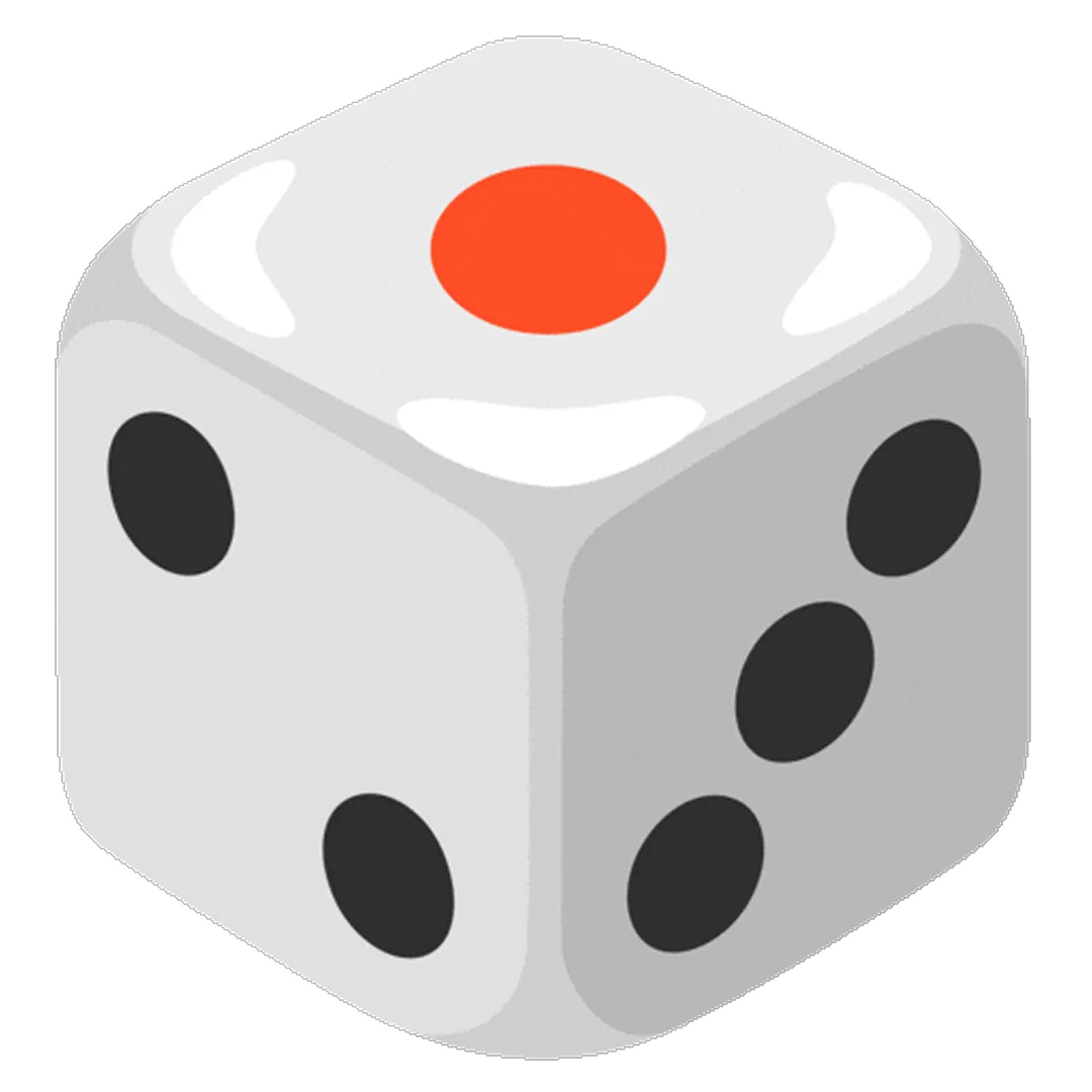 White Die with Red Top Pip Free PNG