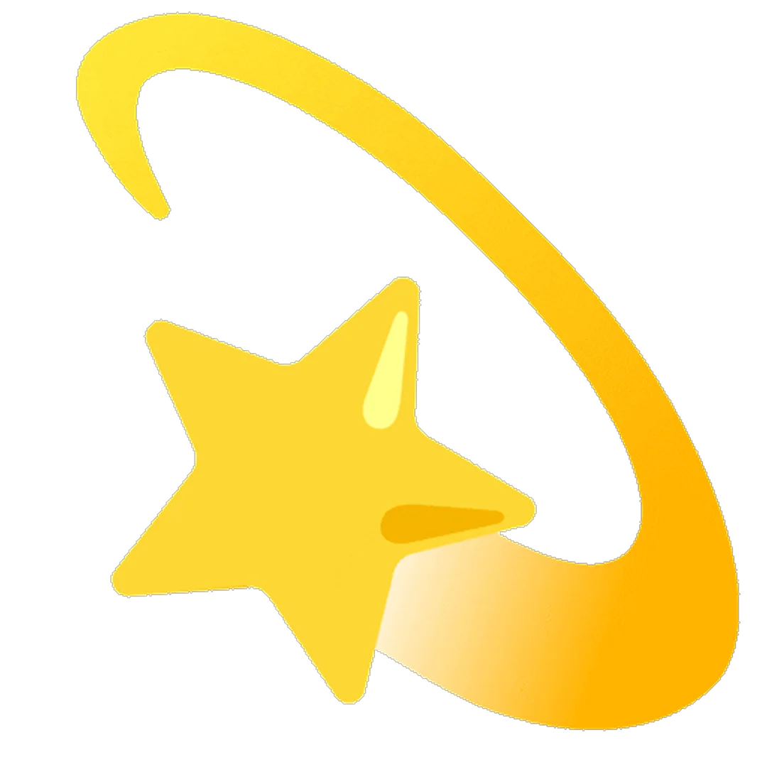 Dizzy Yellow Star with Orbiting Swirl Free PNG