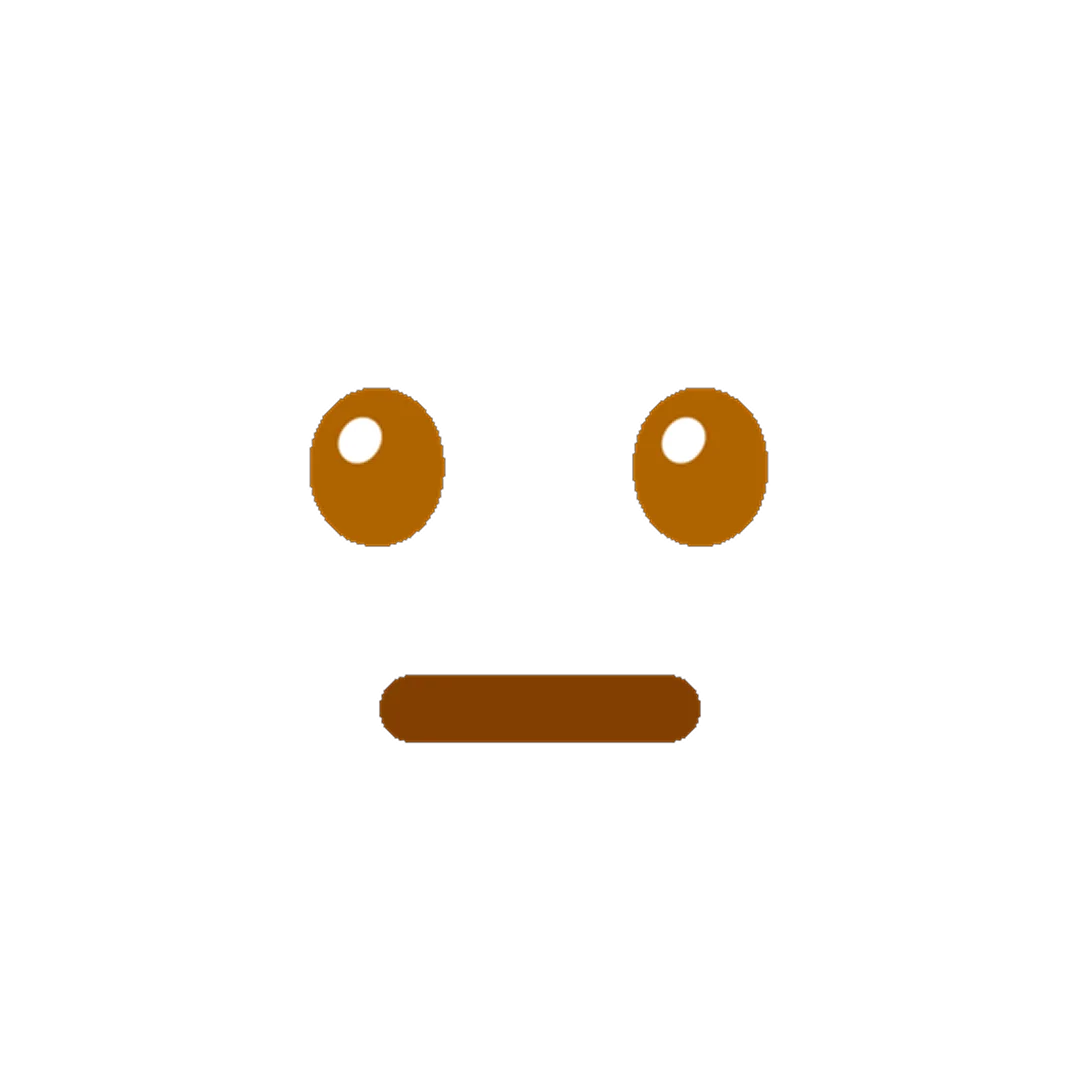Minimal Brown Cartoon Face Icon with Oval Eyes | Free PNG